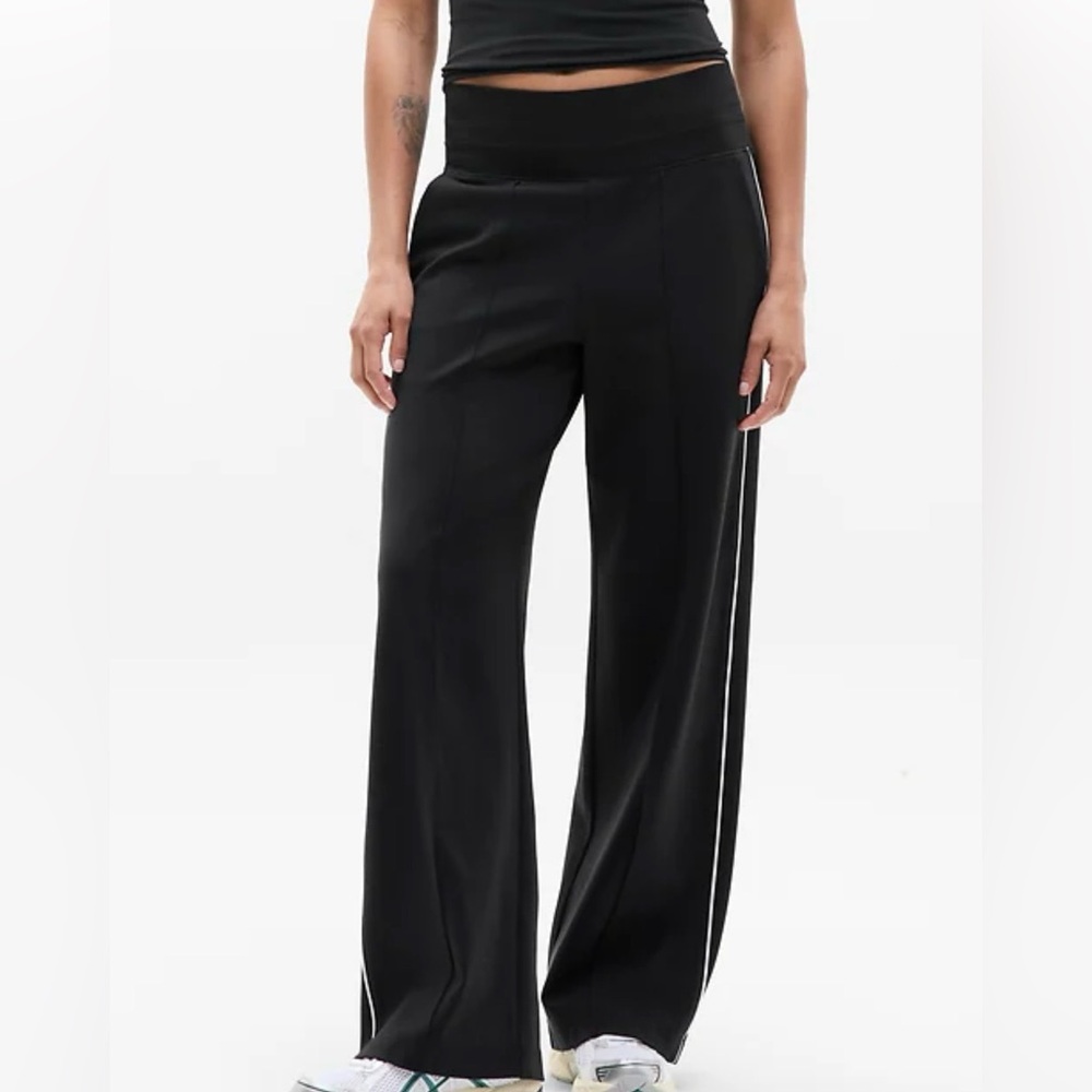 Athleta Venice High-Rise Wide-Leg Track Pants with White Side Stripe